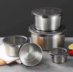 4pcs Stainless Steel Round Food Storage Containers