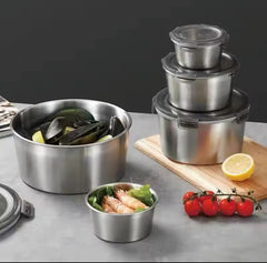 4pcs Stainless Steel Round Food Storage Containers