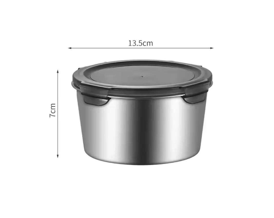 4pcs Stainless Steel Round Food Storage Containers