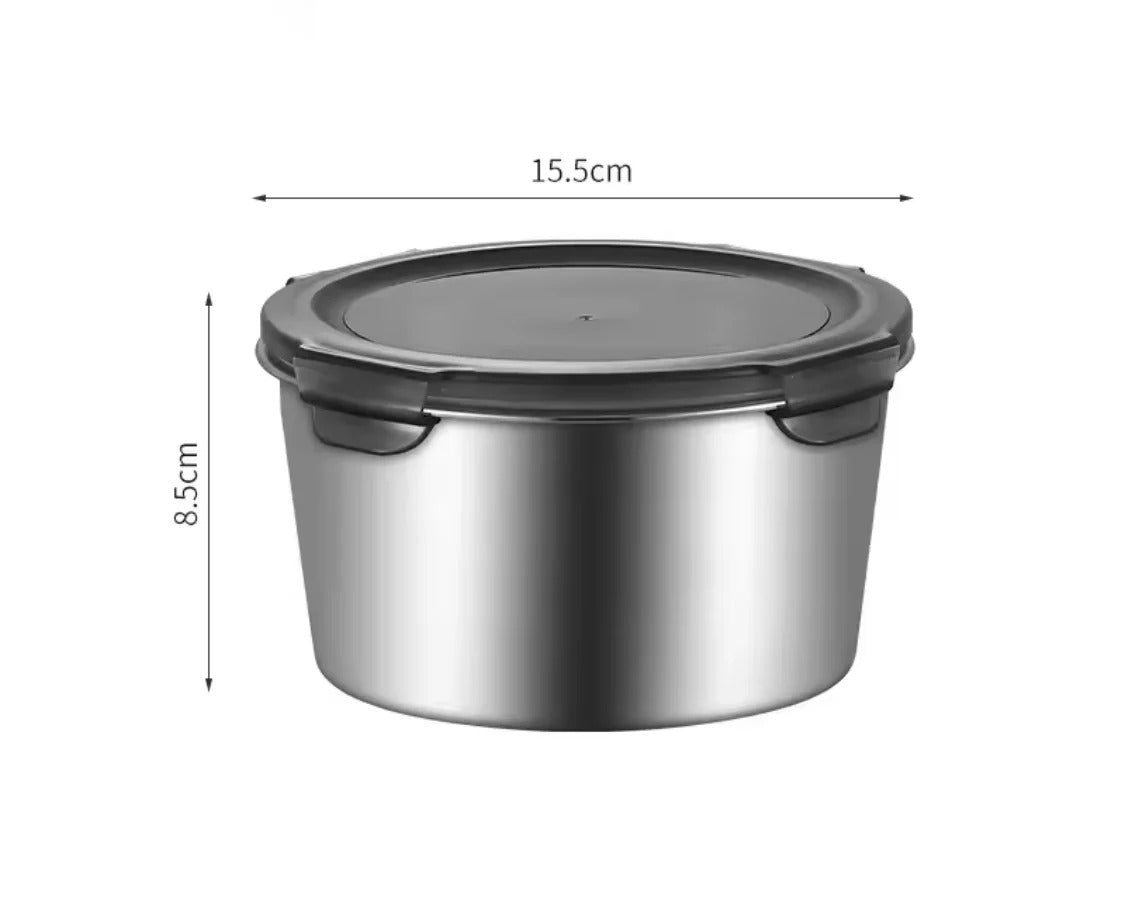 4pcs Stainless Steel Round Food Storage Containers