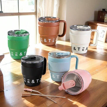 Portable Coffee Cup with Straw Lid 480ML