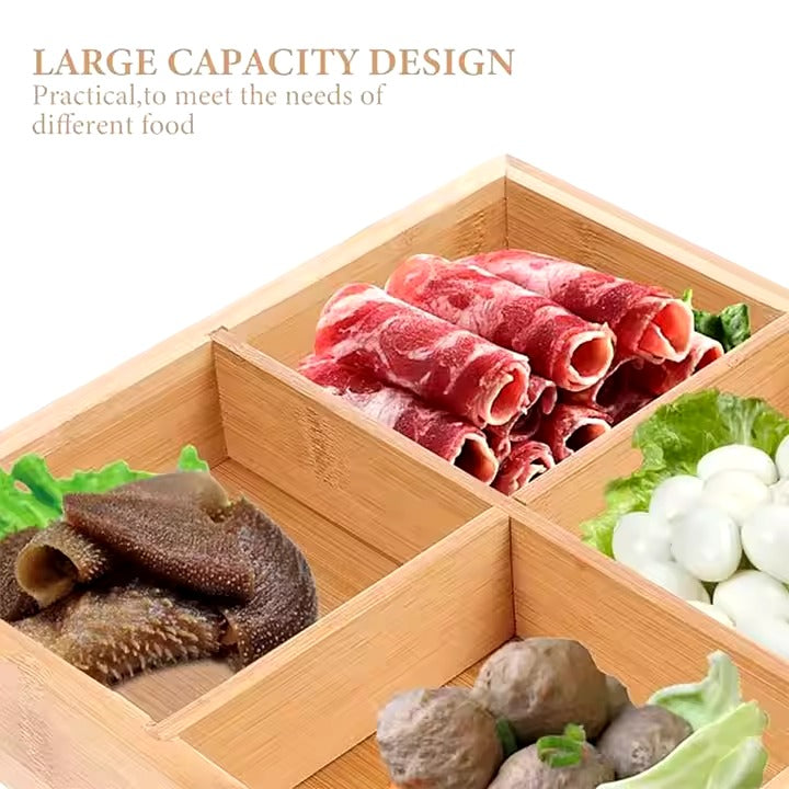 4 portion wooden tray