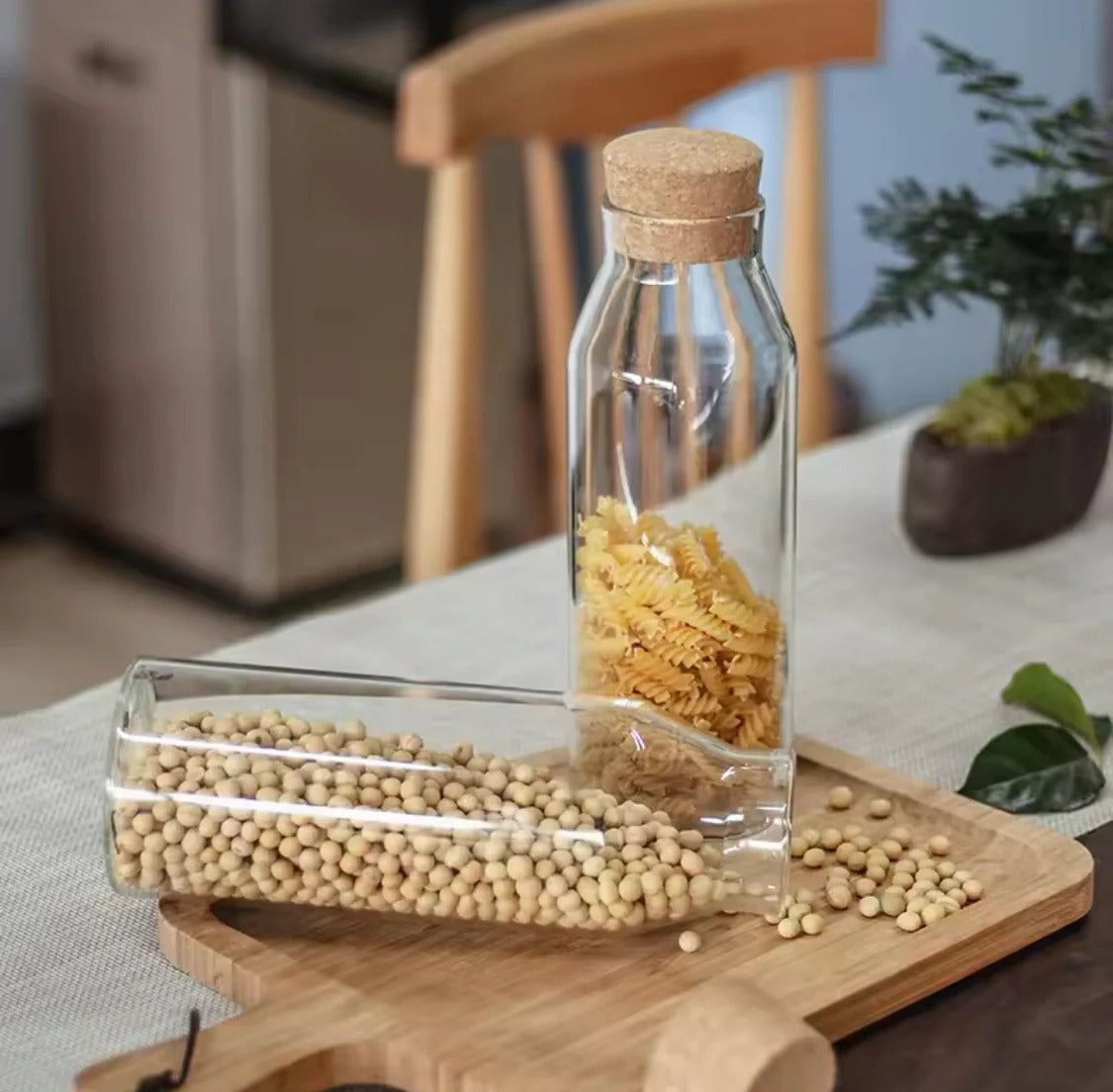 Wooden Cork Borosilicate Glass Bottle