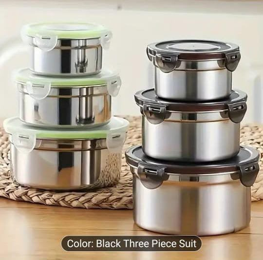 3 Pcs Korean Style Sealed Stainless Steel Food Preservation Box