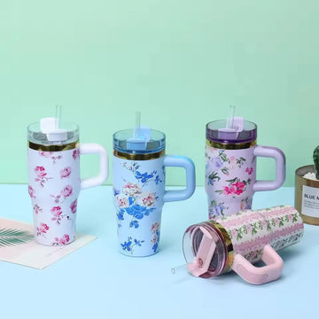 Flower  Printed Tumbler For Kids Mini 14Oz Stainless Steel