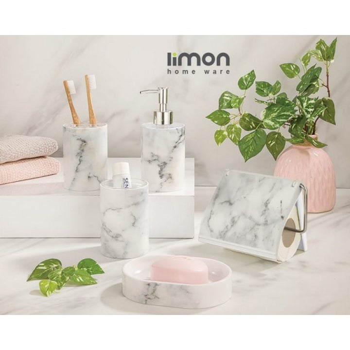 Limon 5 Pcs Marble Design Bathroom Set