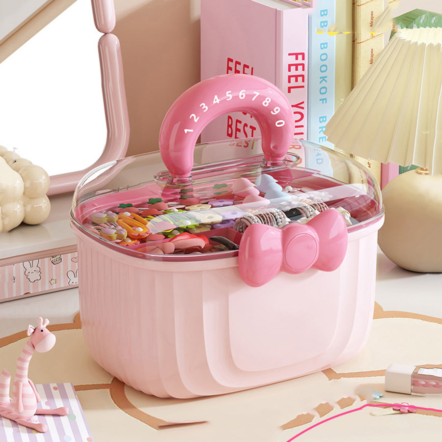 Portable Hair Accessories & Makeup Organizer with Bow Handle