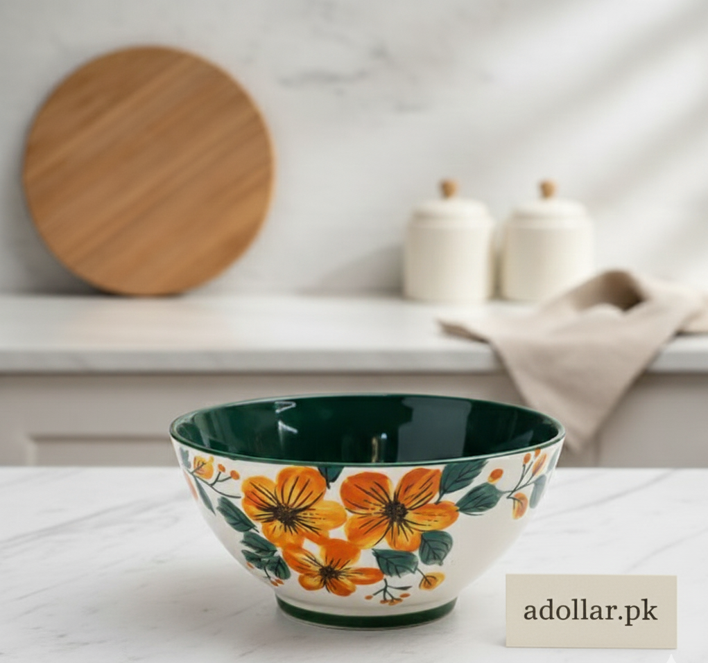 Brilliant Round Ceramic Bowl – Floral Design