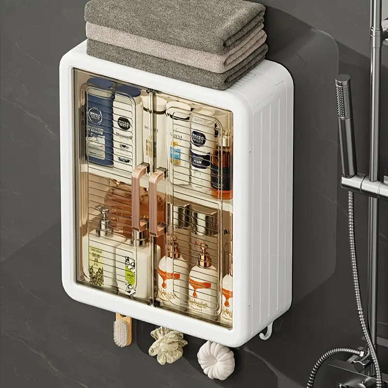 Wall-Mounted Bathroom Storage Cabinet with Magnetic Dustproof Doors