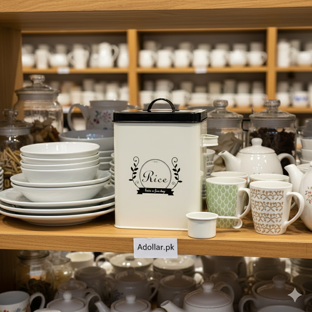 5L Rice Storage Box with Spoon & Lid – Multi-Purpose Household Tin Container