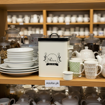 5L Rice Storage Box with Spoon & Lid – Multi-Purpose Household Tin Container