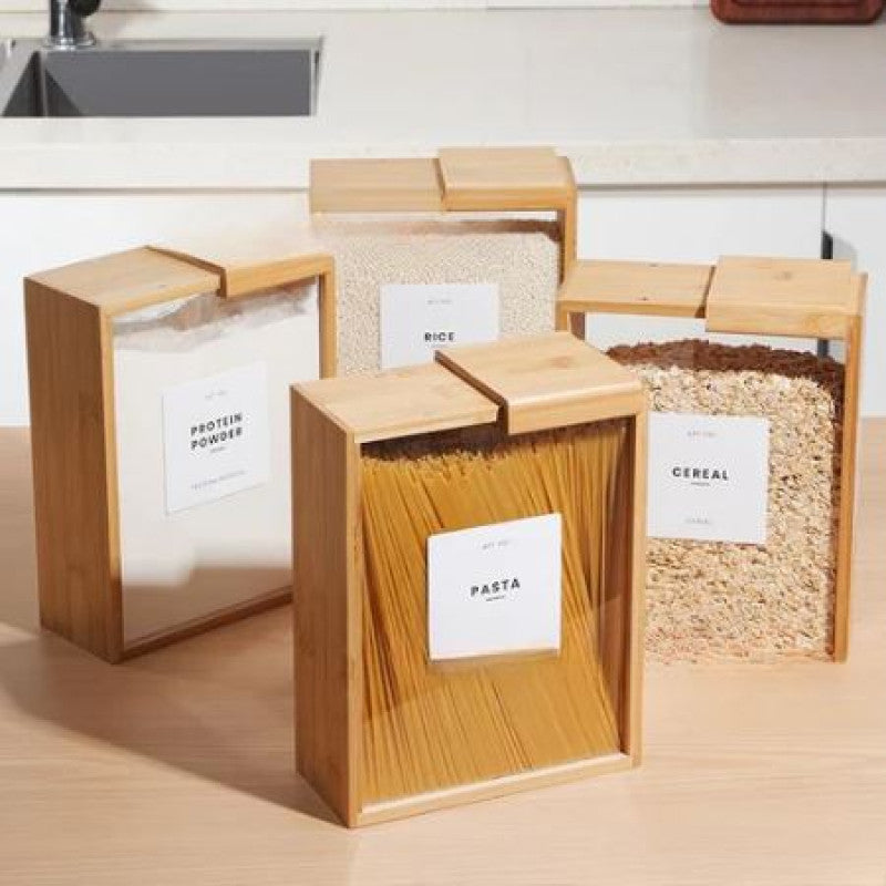 Premium Bamboo & Acrylic Airtight Storage Containers