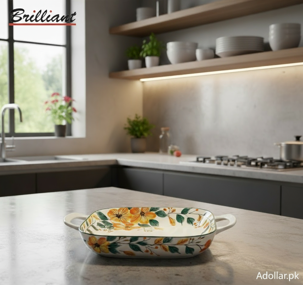 Brilliant Porcelain Square Baker Dish – 9 Inch (With Double Handles)