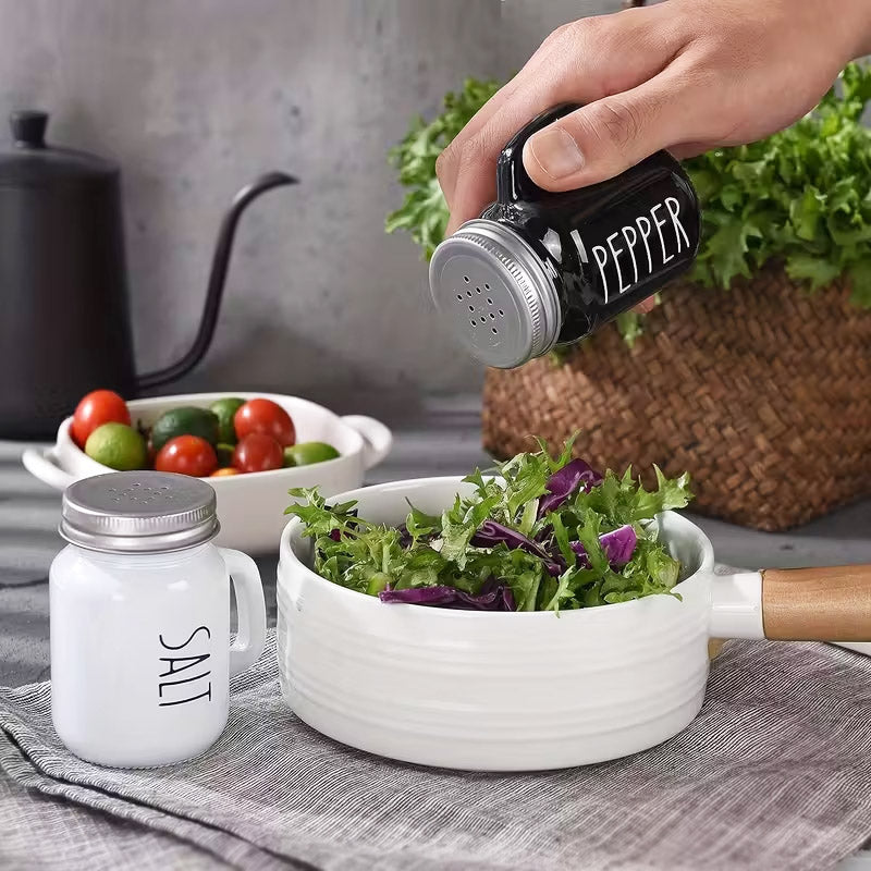Black & White Mason Jar Salt & Pepper Shaker Set