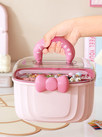 Portable Hair Accessories & Makeup Organizer with Bow Handle