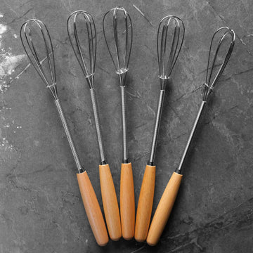Premium Mini Whisk with Solid Wood Handle