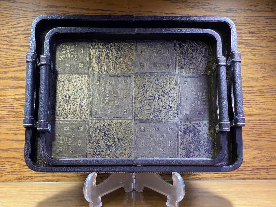 Rectangular Leather Serving Tray Set – 2 Pieces