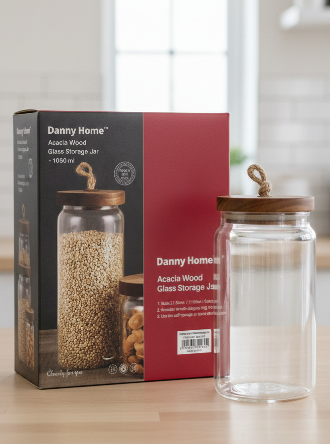 Danny Home Acacia Wood Lid Glass Jars – Premium Kitchen Storage Collection