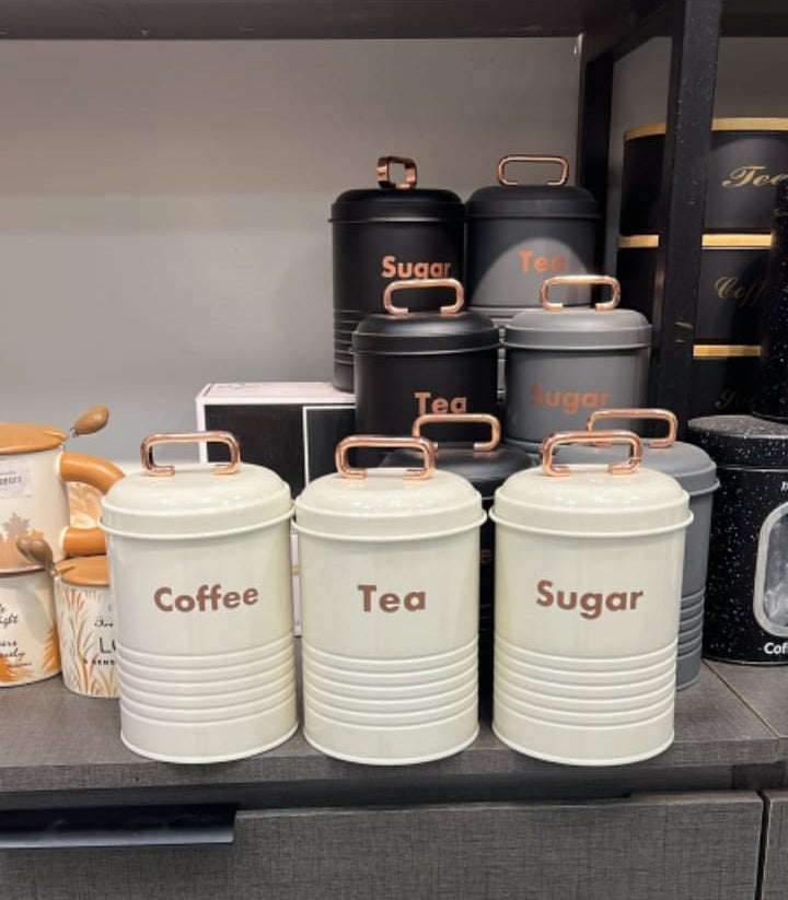 Vintage Metal Canister Set (Tea, Coffee & Sugar)