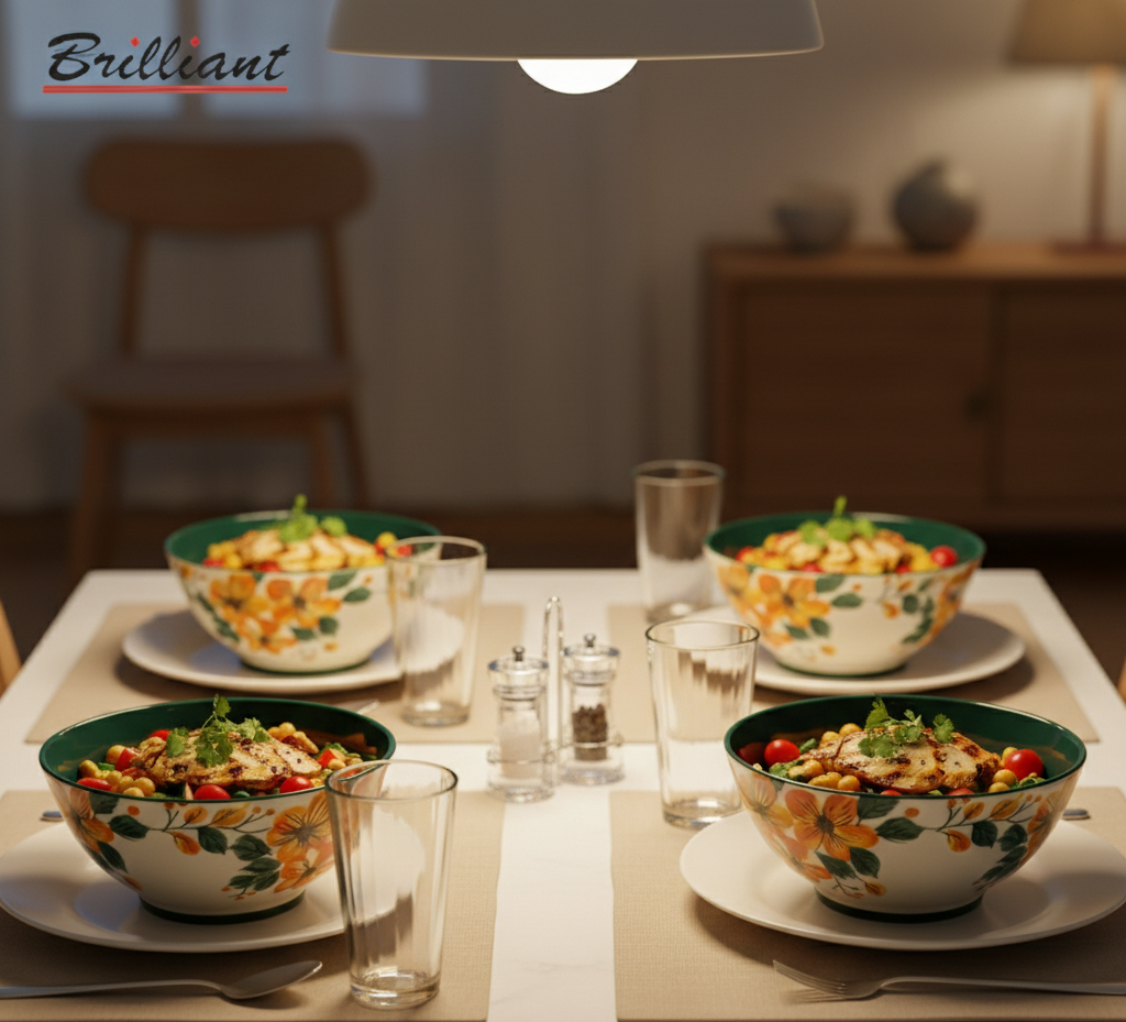 Brilliant Round Ceramic Bowl – Floral Design