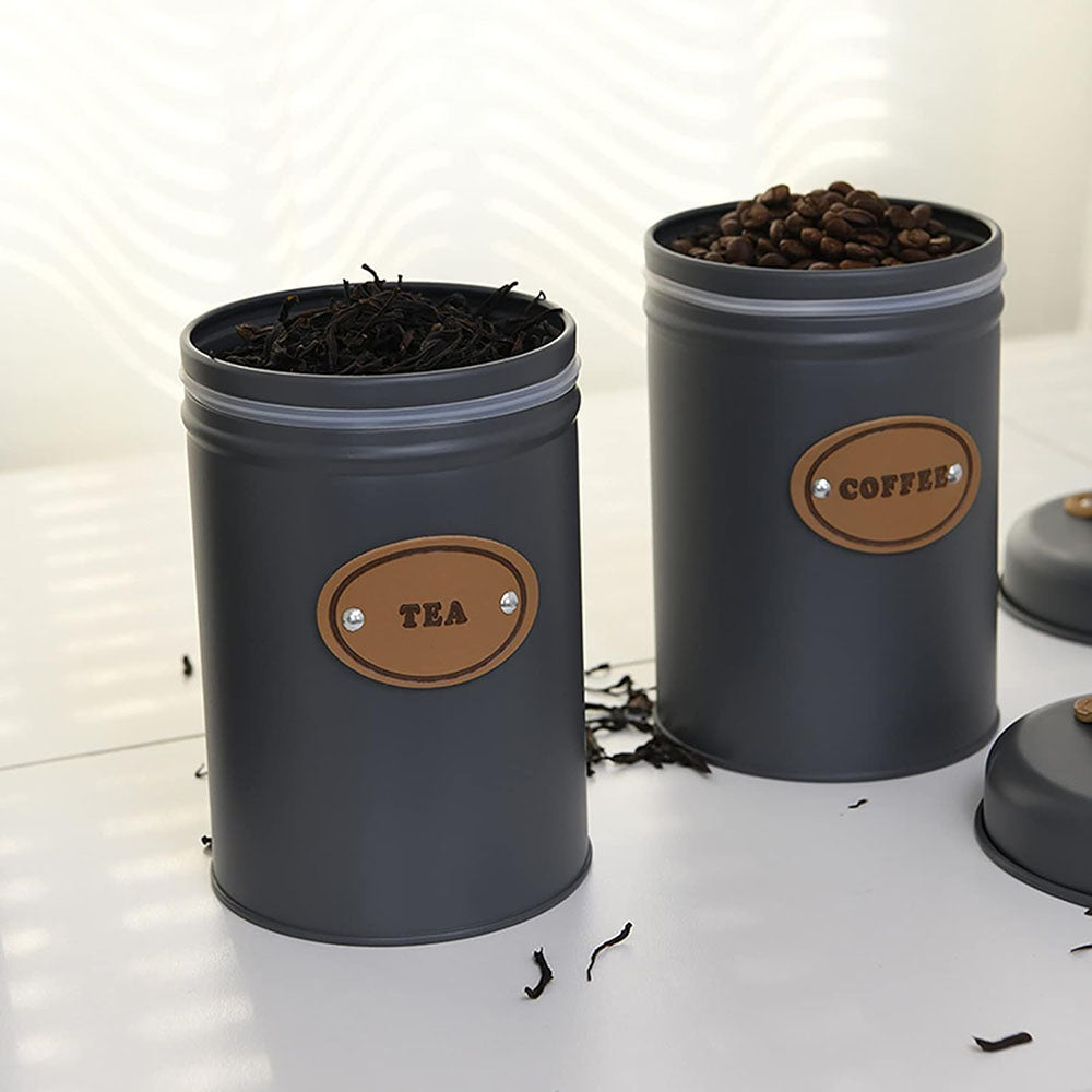 Airtight Farmhouse Kitchen Canisters – Coffee, Tea & Sugar Set (Metal)