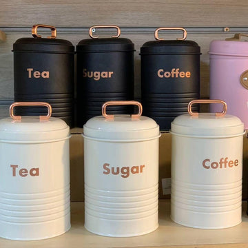 Vintage Metal Canister Set (Tea, Coffee & Sugar)