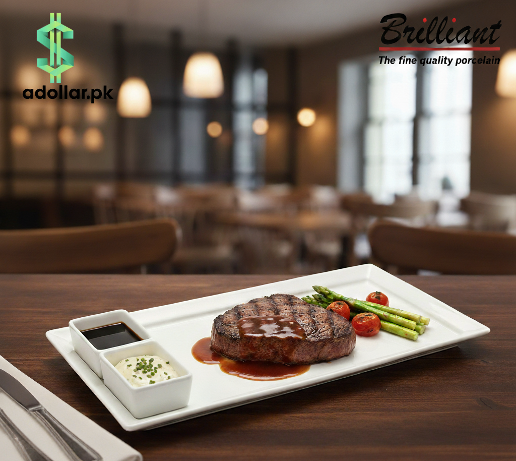 Brilliant 16-Inch Rectangle Serving Plate with Integrated Bowls