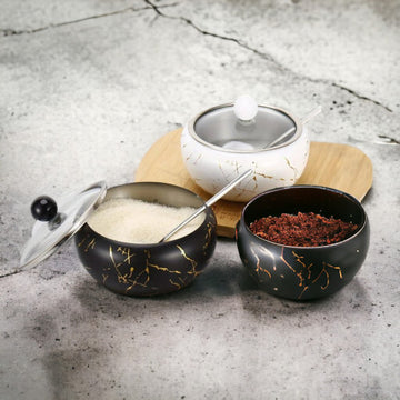 Stainless Steel Sugar & Spice Jar with Glass Lid and Spoon