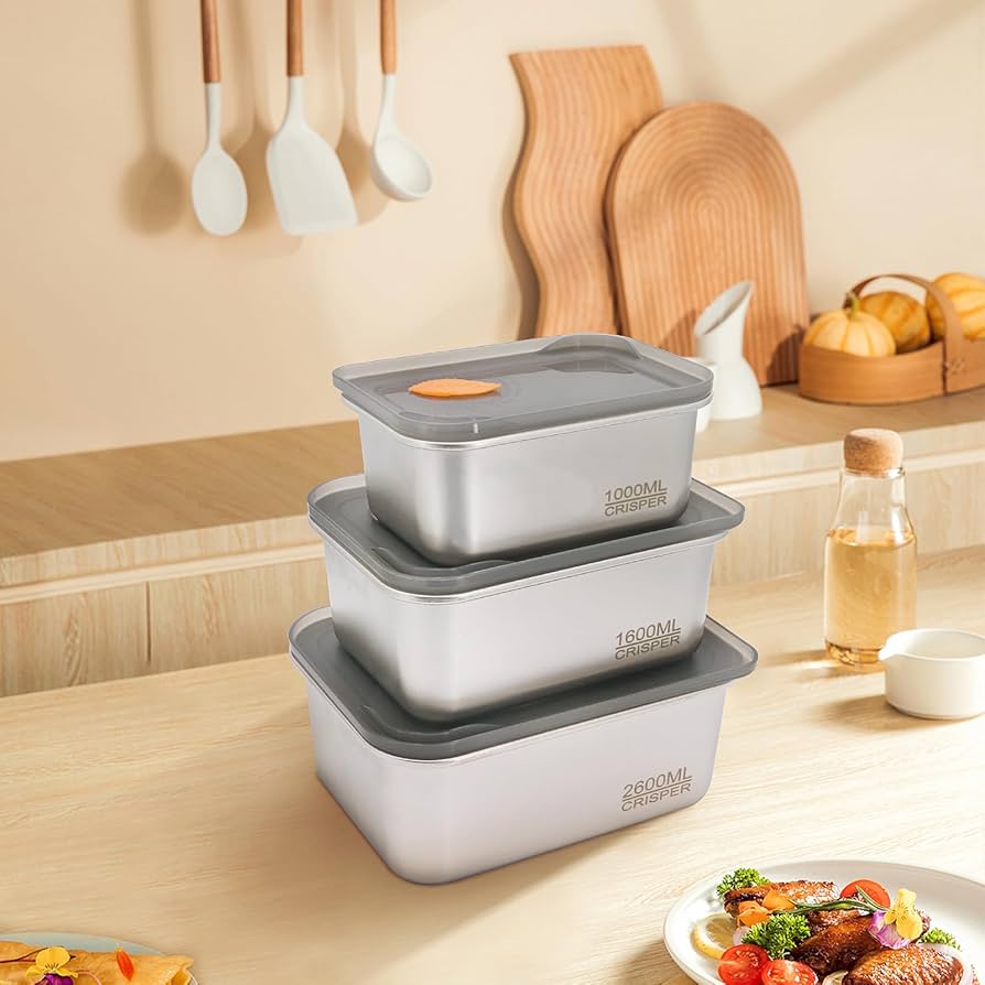 Premium Stainless Steel Airtight Food Storage Containers – Set of 3