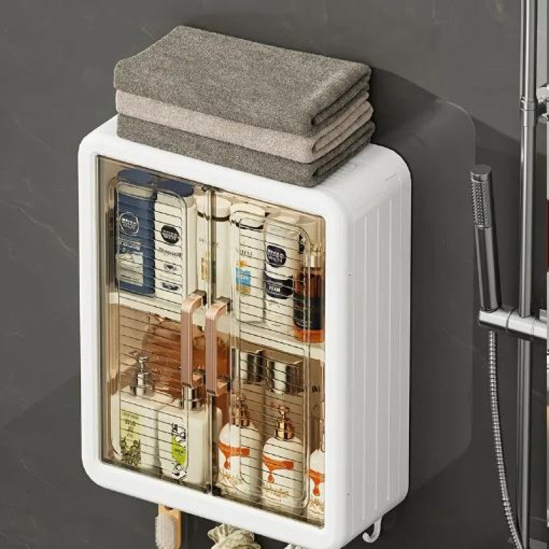 Bathroom Cabinet Punch-Free Wall-Mounted Storage Rack with Magnetic Suction