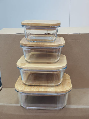 The Modern Pantry: 4-Piece Borosilicate Glass Storage Set with Bamboo Lids