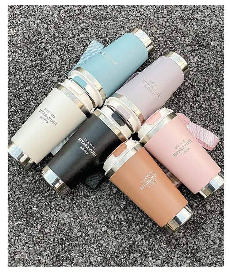 SITARAYURI Time Coffee Cup – 450ml Stainless Steel Travel Mug