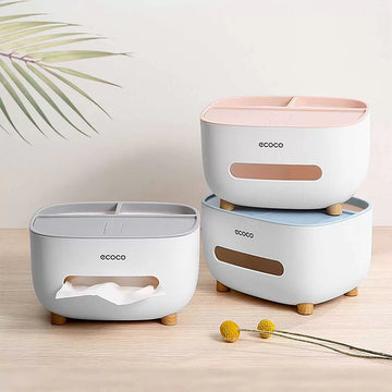 Ecoco Multifunctional Tissue Box With Storage Compartments