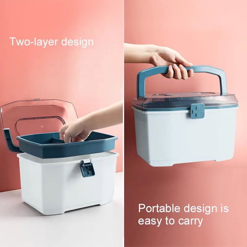 Portable 2-Tier Medicine Storage Box – Compact First Aid Organizer