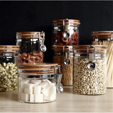 Glass Coffee Bean Storage Container with Airtight Clip Seal Lid Coffee Storage Jar for Coffee Beans, Ground Coffee, Nuts, Cookies