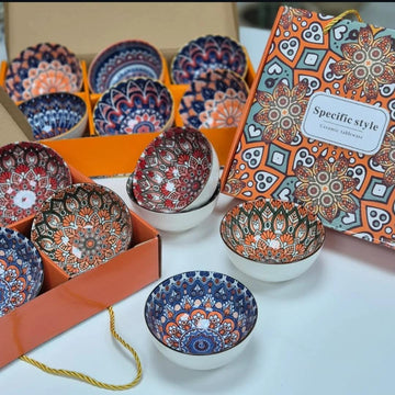 Japanese-Style Ceramic Bowl Set – 6 Pieces (4.5 Inch)