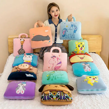 Cartoon Pillow Blanket Nap Pillow Air Conditioner Quilt Dual-use Multifunctional Winter Cushion Blanket