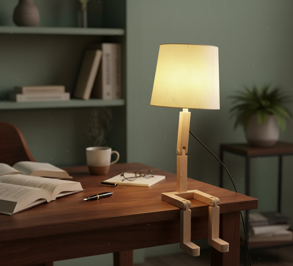 Unique Wood Robot Table Lamp – Adjustable & Charming