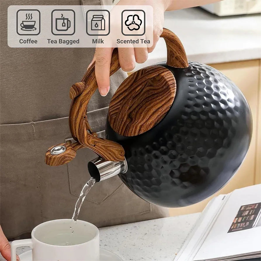 HausRoland Black Textured Whistling Kettle – 3 Liters