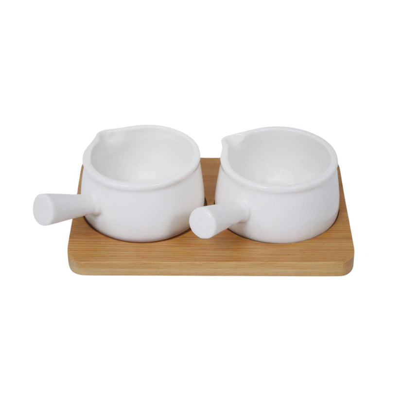 Brilliant 3-Piece Sauce Bowl Set with Bamboo Tray – 4.5”
