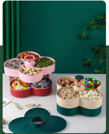 New Revolving Dryfruit Tray Candy Snack Seeds Dried Fruit Storage Box Petal