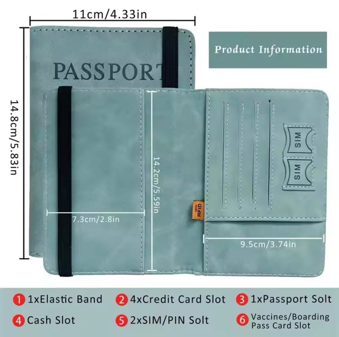PU Leather Travel Passport Holder