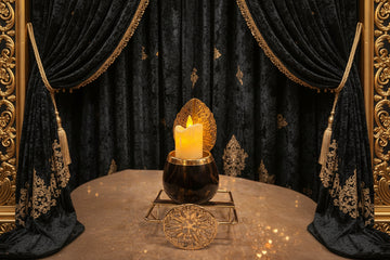 Luxury Metal Candle Holders – Black Marble & Gold Finish