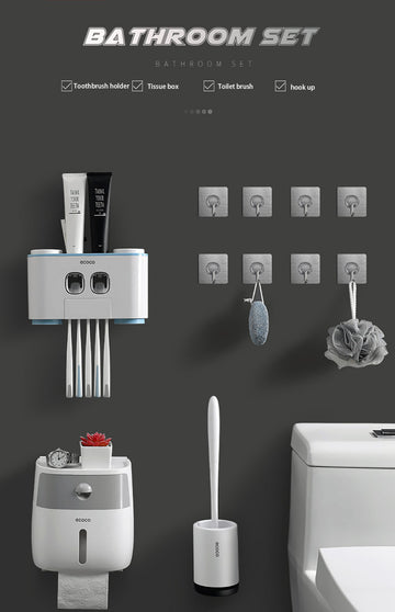 Ecoco Silicone Bristle Toilet Cleaning Brush Set – Wall-Mounted