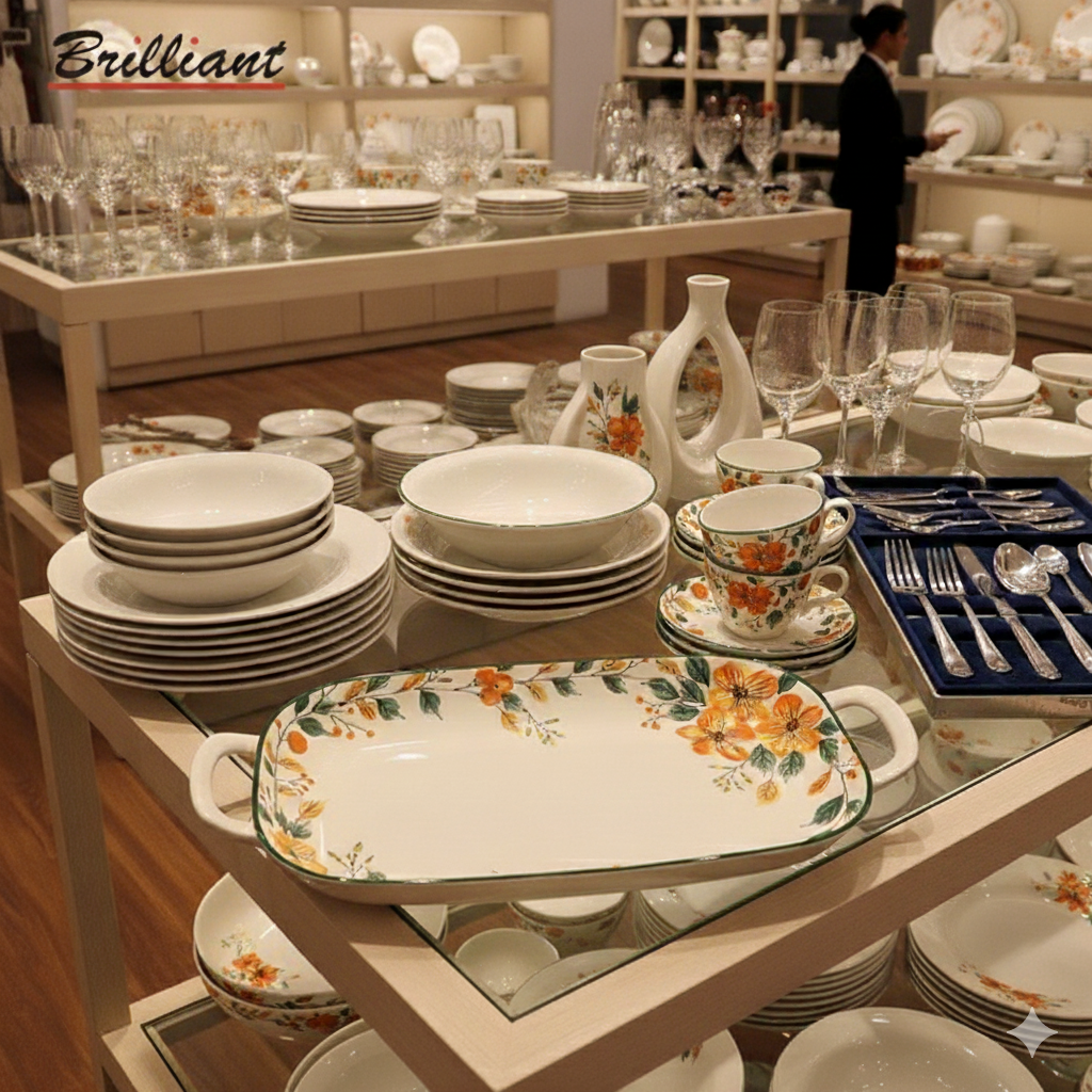 Brilliant Porcelain Rectangle Serving Dish With Handle – 14 Inch