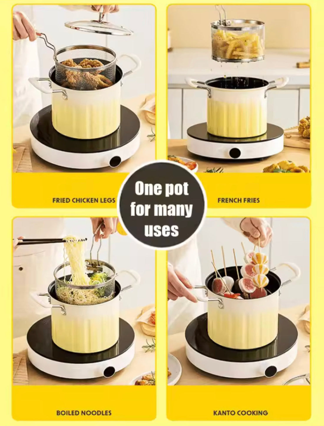 3L Multi-Function Deep Frying Pot with Strainer Basket