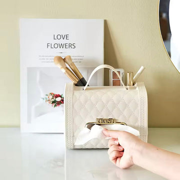 Elegant Quilted Purse Style Tissue Box & Organizer
