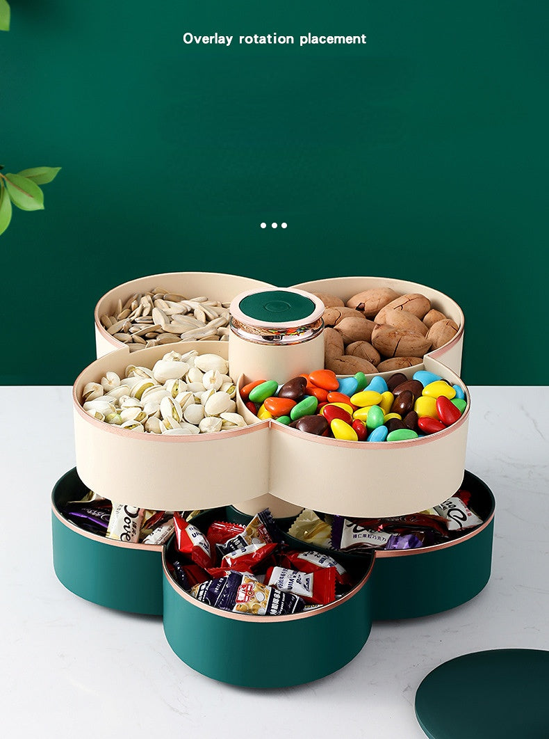 New Revolving Dryfruit Tray Candy Snack Seeds Dried Fruit Storage Box Petal