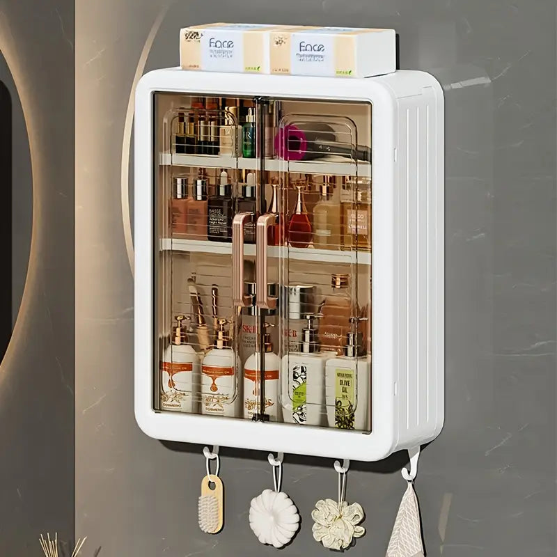 Wall-Mounted Bathroom Storage Cabinet with Magnetic Dustproof Doors