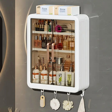 Wall-Mounted Bathroom Storage Cabinet with Magnetic Dustproof Doors